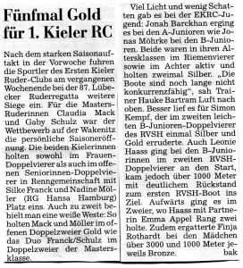 Quelle: Kieler Nachrichten 7.5.15, Lokalsport Seite 29