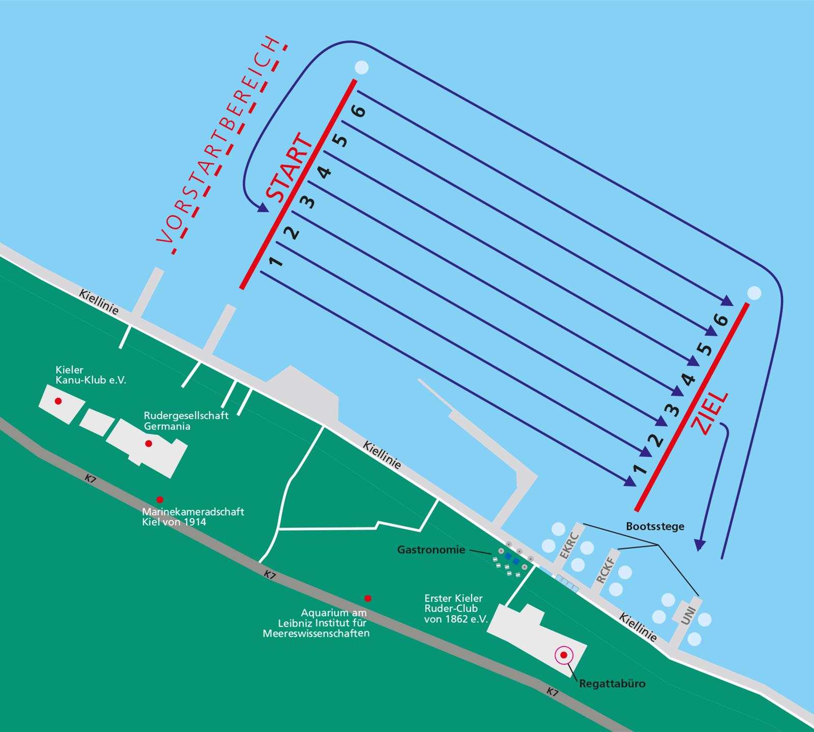 Fahrtordnung Rudern gegen Krebs in Kiel 2019