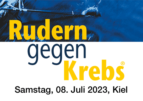Logo Rudern gegen Krebs mit Datumsangabe Samstag, 8. Juli 2023 Kiel
